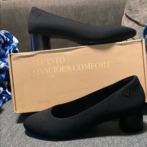 Vivaia Classic Black Block Heel Pumps